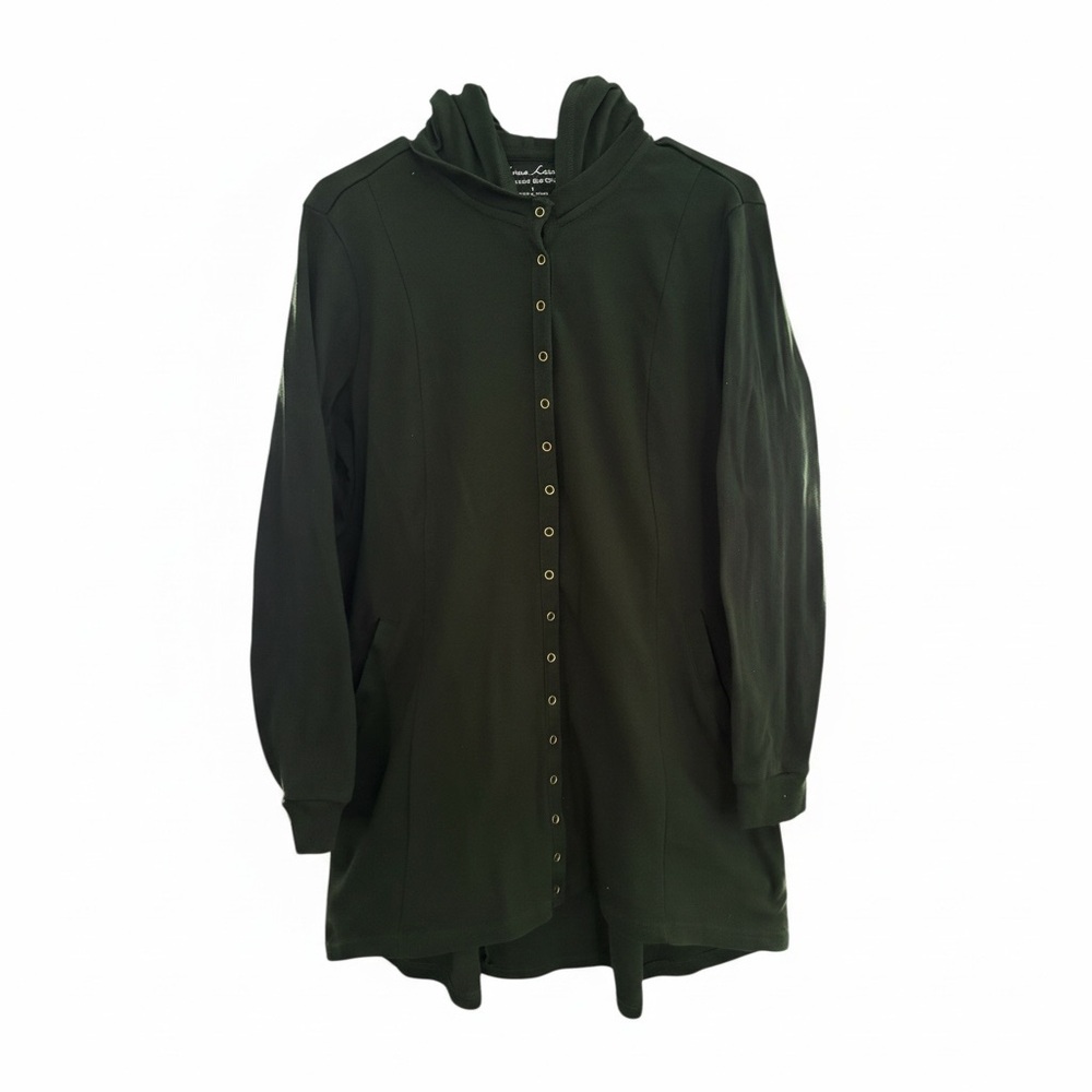Linea Leisure Louis Dell'Olio Long Dk Green Cotton Hoodie Jacket SMALL PTP 21” - Picture 4 of 10